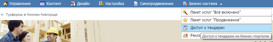 Включение доступа к тендерам